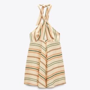 Zara Multicolor Striped Halter Dress